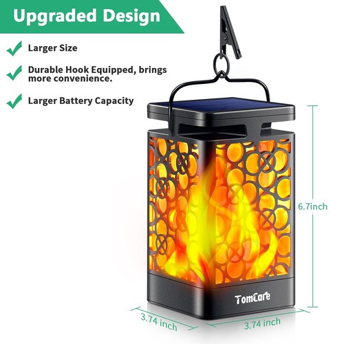 Solar Lanterns Outdoor Upgraded Flickering Flame Waterproof Hanging Lanterns - Picture 2 of 7