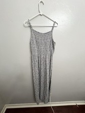 Old Navy Black White Floral Fit & Flare Smocked Maxi Dress Size Large Tall