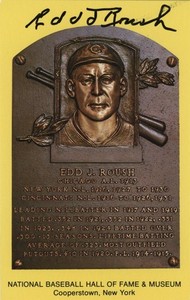 Edd Roush- Signed Hall of Fame Plaque Postcard