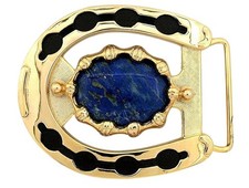 Gold Color Oval 40x30 Lapis Cabochon Cab Horseshoe Belt Buckle EPBB278/9925