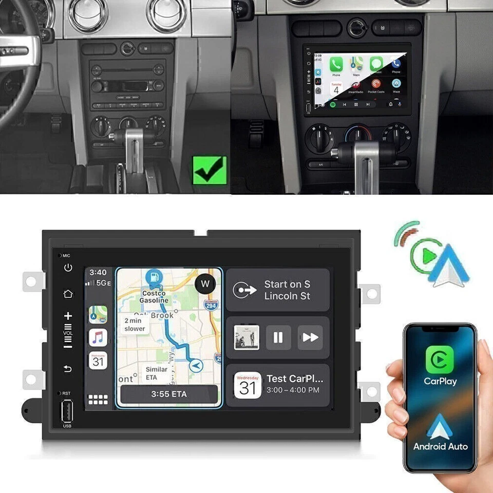 Para Ford Mustang 2005-2014 Apple Carplay Radio Coche Android 12.0 Navegación GPS KY Foto 4 de 4