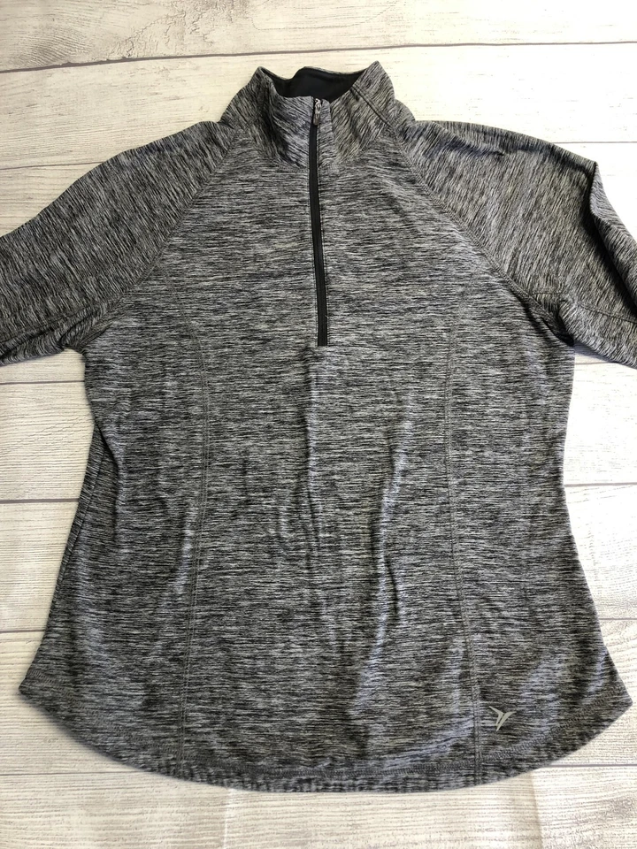 Pullover Activo Azul Marino Antiguo Para Mujer Grande Gris Semi Ajustado Cuarto Cremallera Top Atlético Foto 2 de 4