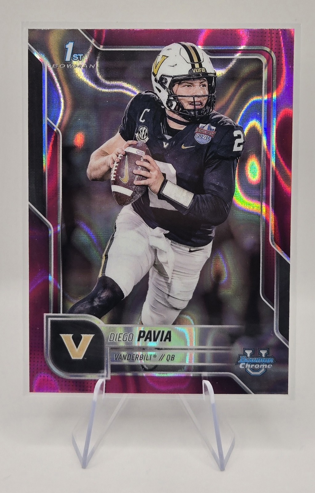 2025 Bowman Chrome U Diego Pavia Pink Lava Refractor #190 Vanderbilt Vandy 1st 