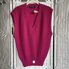 Northpoint Magenta Pink Vintage Acrylic Knit Sweater Vest Medium NWT New