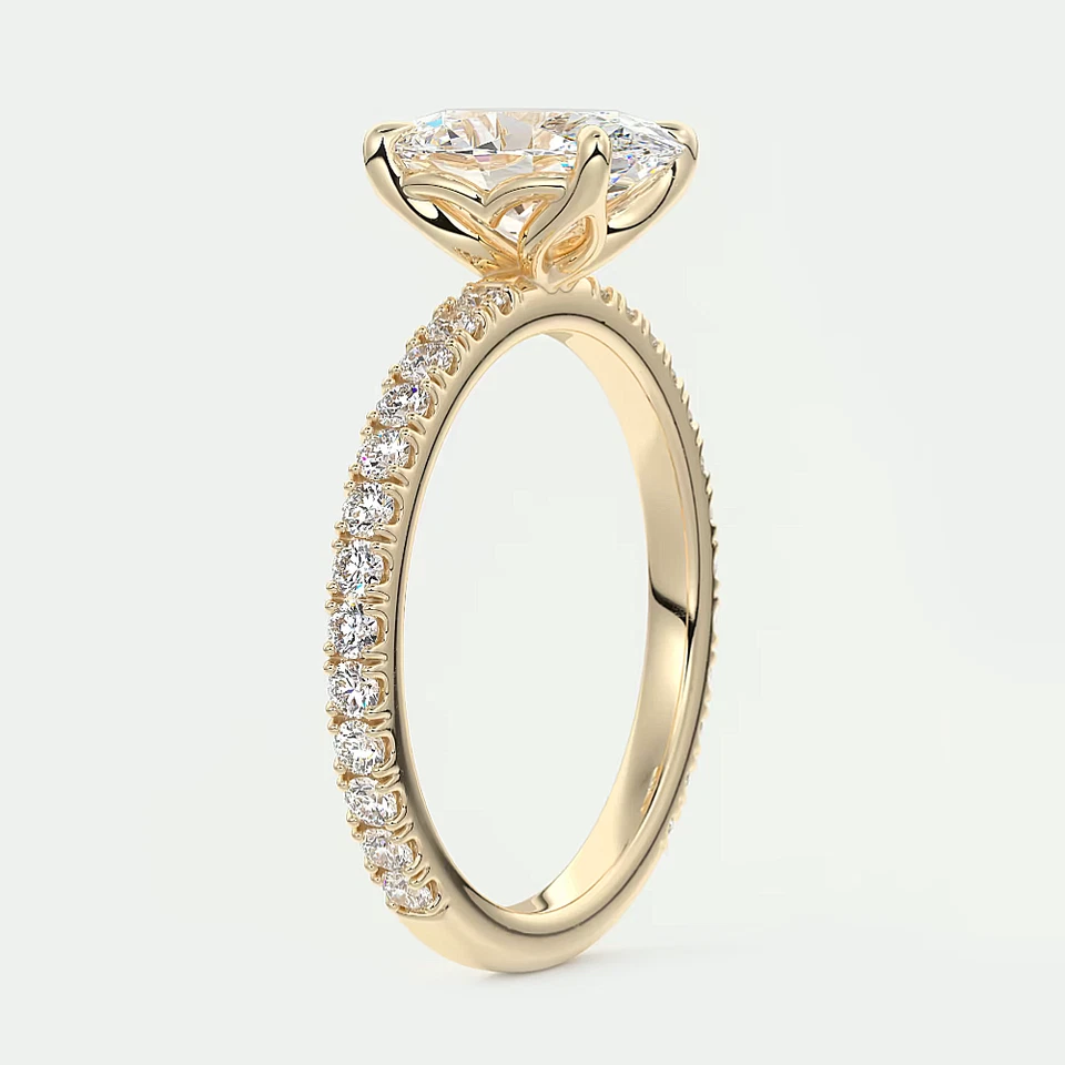18k Yellow Gold Semi Mount Setting Ring Oval Diamond 0.50 Carat Solid Size 6 7 8 - Image 3 of 4