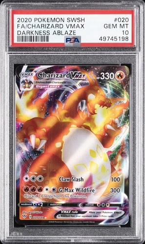 2020 POKEMON SWORD & SHIELD DARKNESS ABLAZE #020 FULL ART/CHARIZARD VMAX PSA 10