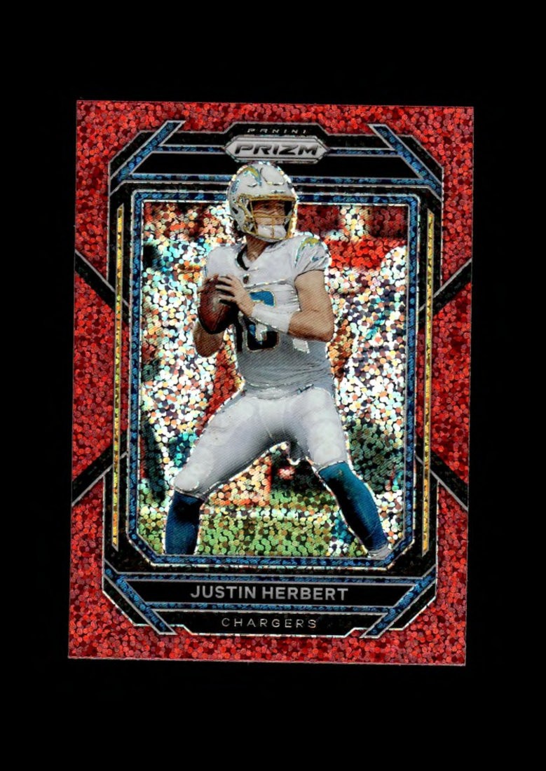 2022 Prizm: #149 Justin Herbert Red Sparkle Ref NM-MT OR BETTER