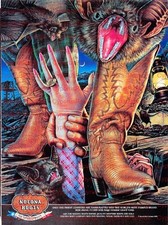 Halloween Deco Vívido Horror Gráficos Murciélagos Espeluznantes Botas Nocona Revista Anuncio Impreso