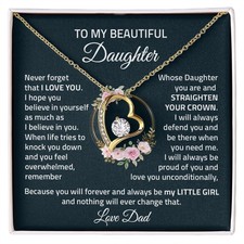 To My Daughter Heart Necklace, Gift From Dad Christmas Necklace Jewelry