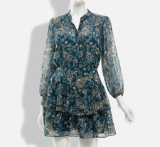 City Studio Women's Juniors' Blue Tiered Chiffon Fit & Flare Dress Size L