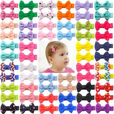 60Pcs Baby Girl Hair Bows 1.6 Inch Mini Tiny Small Fully Lined Clips for Infant