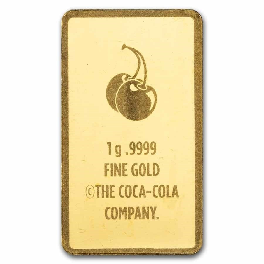 Cherry Coke - 1 gram BAR .9999 Fine Gold Bar Pamp Suisse COA  - In Stock