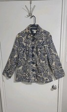 Requirements Floral Paisley Jacket Women's Large Blue Lined Preppy Blazer