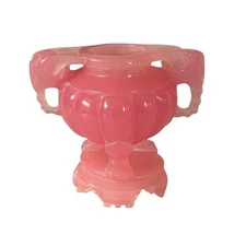 Pink Resin Double Elephant Heads - Incense Burner