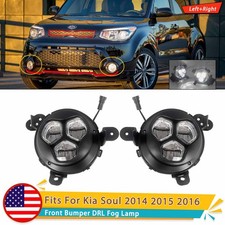 1 Pair For 2014 2015 2016 Kia Soul LED DRL Front Bumper Fog Lights Clear Lens
