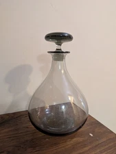 Mid Century Smokey Holmegaard Art Glass Decanter Designed by Per Lutken