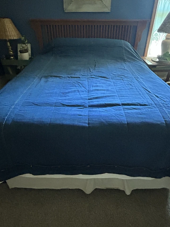 Nautica Denim Comforter Blue Stitching Details Cotton Twin Bed 94x75 - Image 2 of 4
