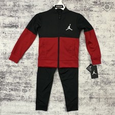 NWT Jordan Boys 2pc Tracksuit Jacket Pants Set Size 4 Black Red 855305-023