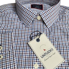 UNTUCKit Men's X-Small Slim Fit Sheldrake Purple Blue Gingham Dress Shirt NWT