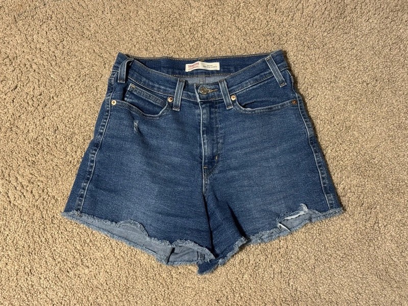 Signature Levi Strauss Jean Shorts Womens 4 27 Blue Cut Off Heritage High Rise