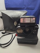 Vintage Polaroid SONAR OneStep w/Plantronics 2 Flash With Case Not Tested