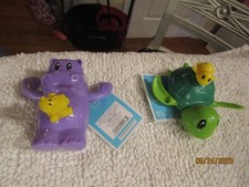 Target Twist  Swim Windup Purple Hippo  Green Turtle Bath Toys NEW w Tags 2011