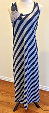 Blue/Gray Striped Sleevless Maxi Dress Sz L