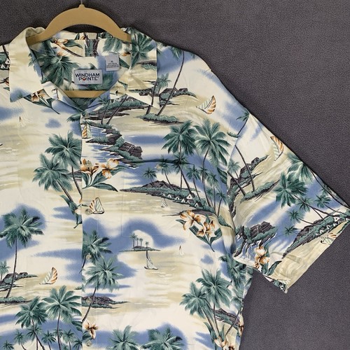 Vintage Windham Pointe Shirt XL Rayon Ocean Lua Boat Palm Tree Resort Vacation