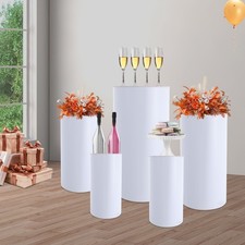5Pcs Round Cylinder Pedestal Stand for Wedding Party Display Stand Decor