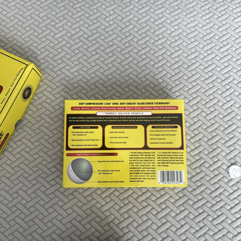 Titleist NXT 距离高尔夫球 - 12 包 - 低旋转长距离柔软感觉 全新 — 第 3/4 张图片