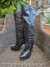 (O069 A61) Pura López – Bottes hautes en cuir noir – Talons 11,5 cm – Taille 36