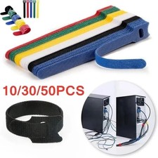 50/10pcs Cable Straps Wire Cord Hook Loop Ties Reusable Fastening Organizer Lot
