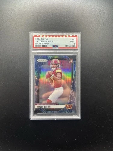 2024 Panini Prizm Navy Camo Prizm Jayden Daniels #347 PSA 9 /25