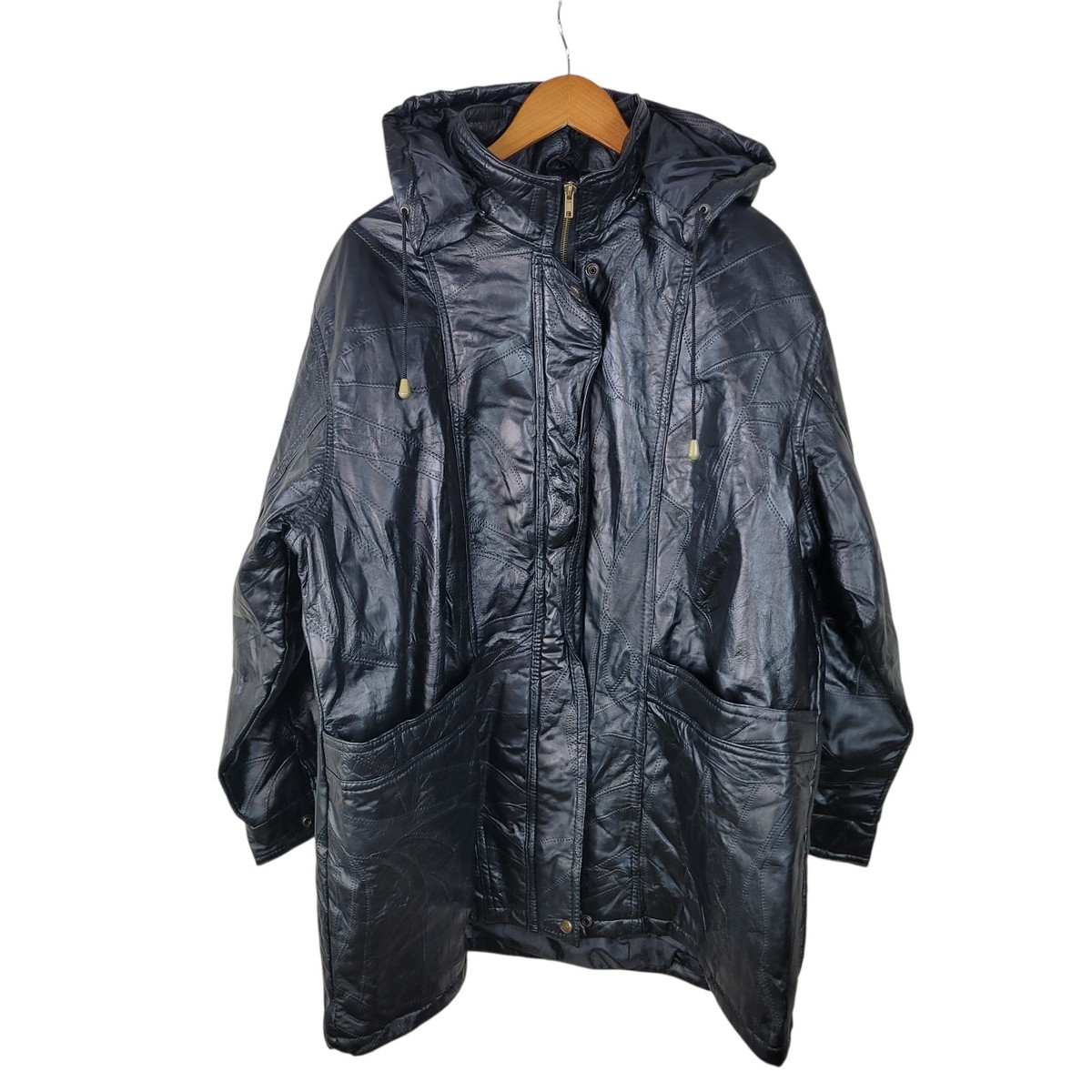 NEW CW Classics Leather Coat Plus Size 2X 18/20 Black Hooded