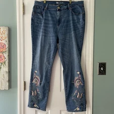 Diane Gilman DG2 Classic Stretch Embroidered Plus Size 16W Pants Boho Jeans