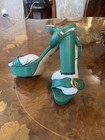 Gucci Marmont GG Gold Logo Green Leather Ankle Strap Block Heels Sandals 41 IT — photo 1