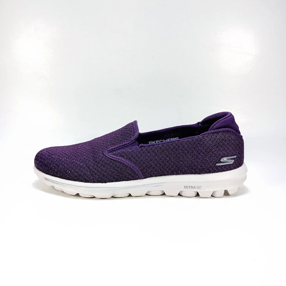 Skechers Go Walk Sparkle Womens 8.5 Purple GogaMat Slip On Sneakers Shoes  - Image 4 of 4