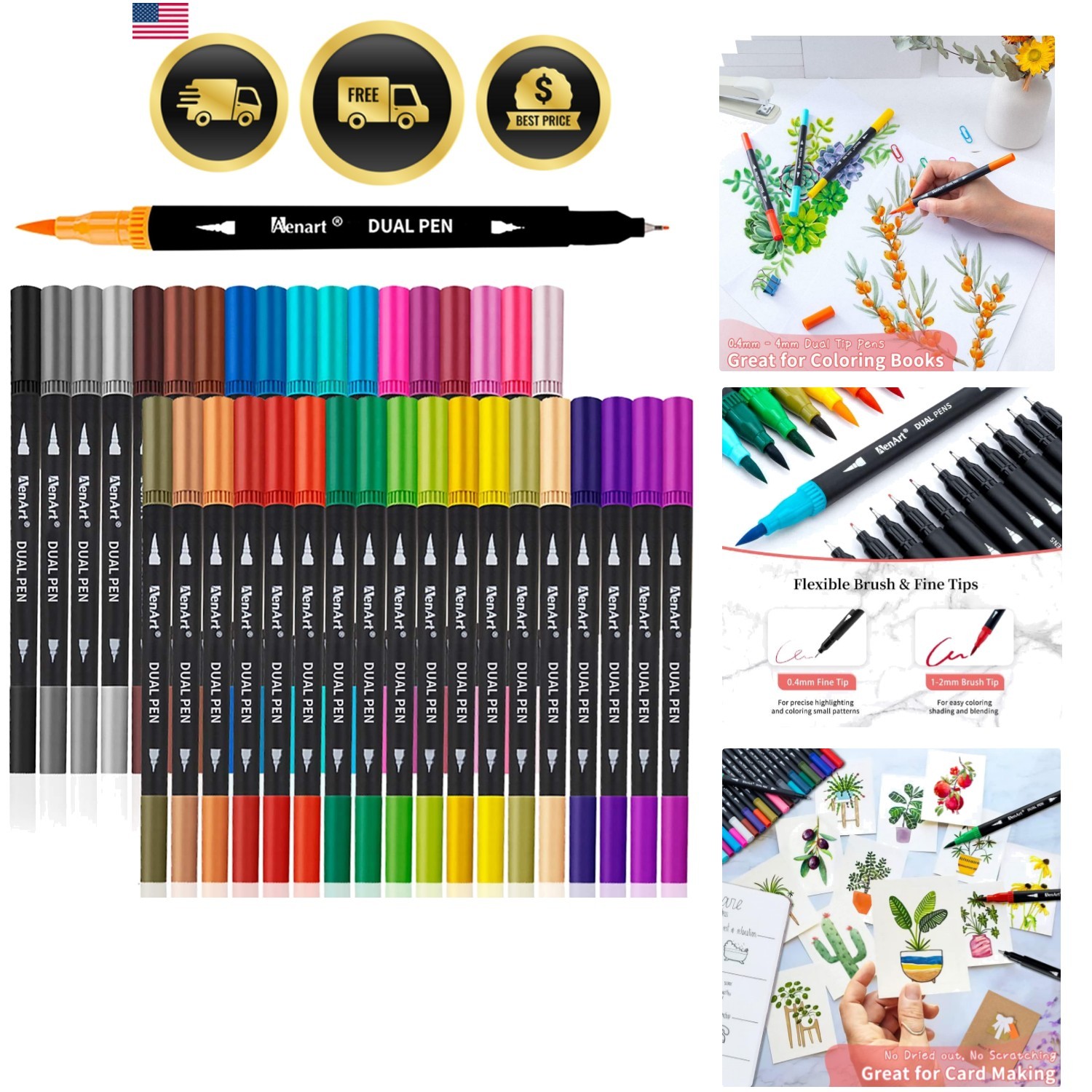 Brush Pens Set 36 Colors For Coloring And Calligraphy