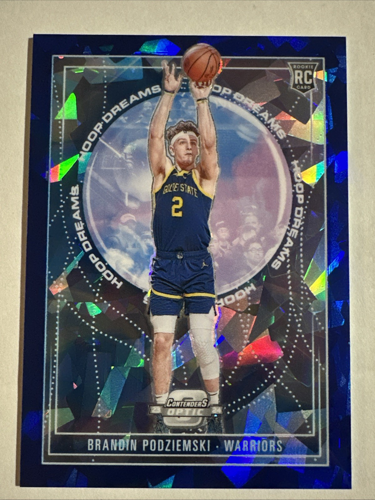 Brandin Podziemski 2023-24 Contenders Optic Hoop Dreams Blue Ice Prizm 20/75 RC