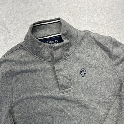 Peleton 4 Fourlaps Re-Up 1/5 Zip Button Sweatshirt Mens L Gray Pocket