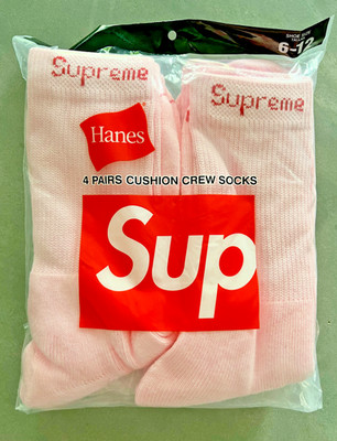 Supreme Hanes Crew Socken 6 12 Streetwear Herren Damen 4er Pack Pink