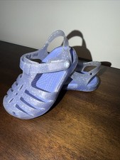 Crocs Isabella Girls Glitter Sandals Ankle Strap Children's Sz C6 Purple Toddler
