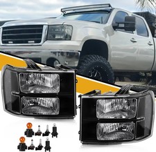 Headlight Assembly Compatible with GMC Sierra 2007-2013 Halogen Head Lamp, Oe-St