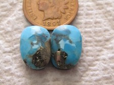2 Kingman Pyrite Turquoise Cabochons 12 carats Cabs Matching Set