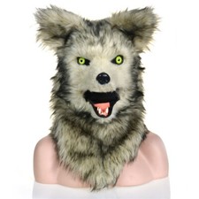 Gray Wolf Mascot Costume Can Move Mouth Head Suit Halloween Outfit Cosplay Adult