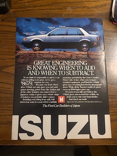 Isuzu I-Mark Print Ad 1982 8x11