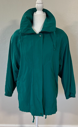 London Fog Green Rain Coat Jacket Full Zip Windbreaker Collar Women's XS Petite - Picture 8 of 9