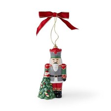 Spode Houndstooth Nutcracker Ornament - Festive Christmas Holiday Hanging Decor