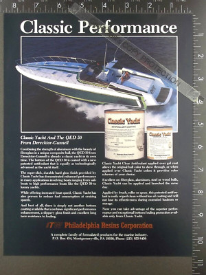 1987 ADVERTISING for Philadelphia Resins Corp, with Derecktor QED 50 power boat