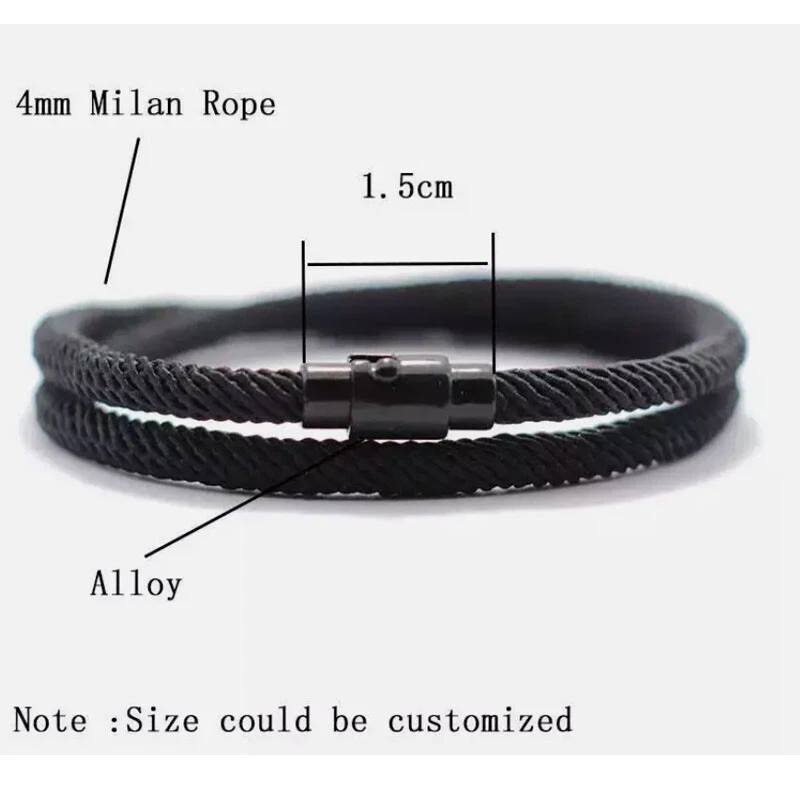 Novel Minimalist Mens Milan Rope Bracelet Double Layer Survival Bracelets Chain - Image 3 of 4